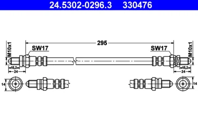 24.5302-0296.3 ATE Тормозной шланг