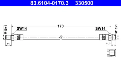 83.6104-0170.3 ATE Тормозной шланг