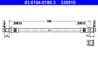 83.6104-0180.3 ATE Тормозной шланг