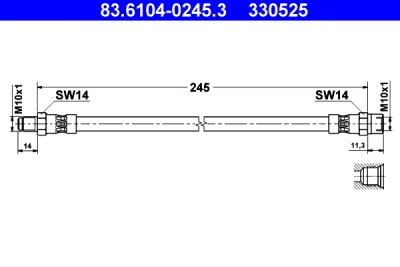 83.6104-0245.3 ATE Тормозной шланг