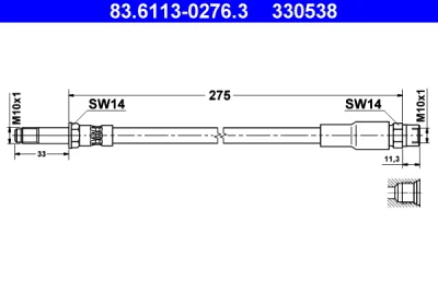 83.6113-0276.3 ATE Тормозной шланг