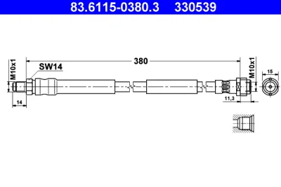 83.6115-0380.3 ATE Тормозной шланг