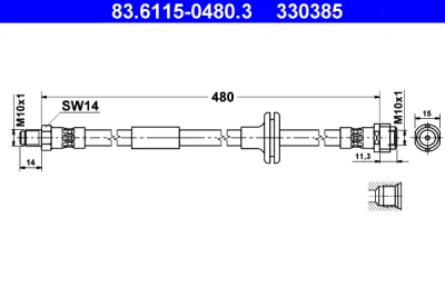 83.6115-0480.3 ATE Тормозной шланг