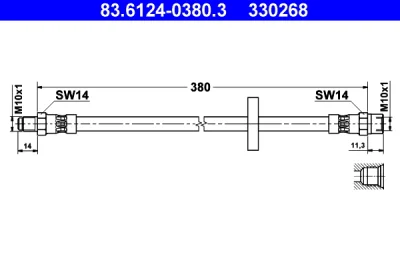 83.6124-0380.3 ATE Тормозной шланг