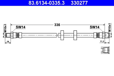 83.6134-0335.3 ATE Тормозной шланг