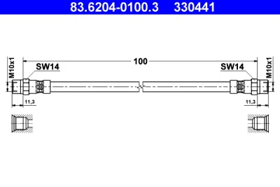 83.6204-0100.3 ATE Тормозной шланг