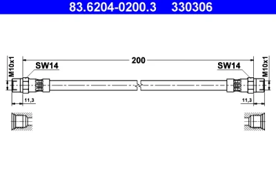 83.6204-0200.3 ATE Тормозной шланг