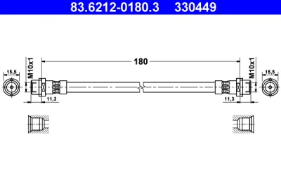 83.6212-0180.3 ATE Тормозной шланг