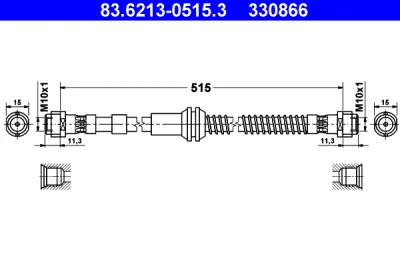 83.6213-0515.3 ATE Тормозной шланг