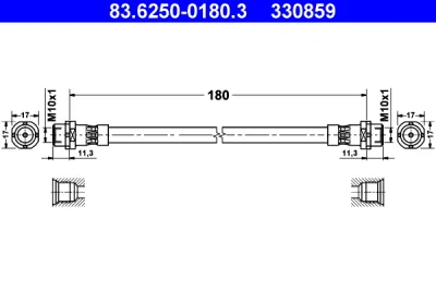 83.6250-0180.3 ATE Тормозной шланг