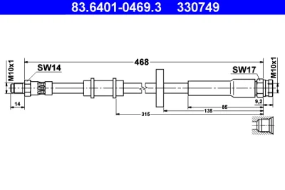 83.6401-0469.3 ATE Тормозной шланг