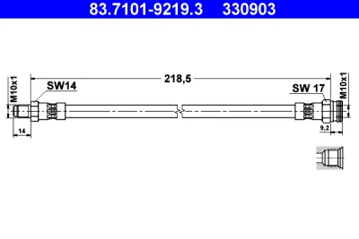 83.7101-9219.3 ATE Тормозной шланг