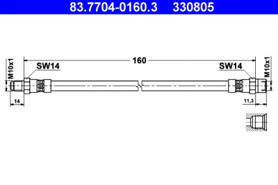 83.7704-0160.3 ATE Тормозной шланг