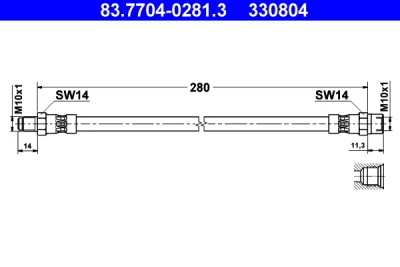 83.7704-0281.3 ATE Тормозной шланг