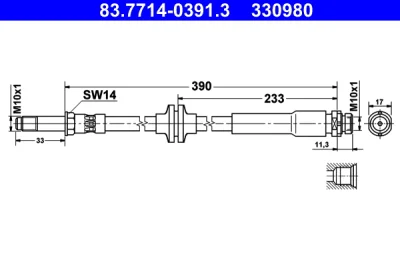 83.7714-0391.3 ATE Тормозной шланг