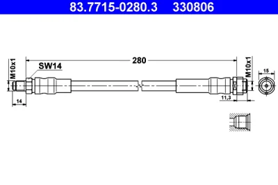 83.7715-0280.3 ATE Тормозной шланг