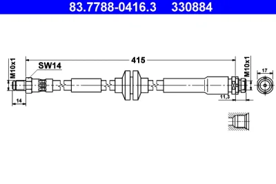 83.7788-0416.3 ATE Тормозной шланг