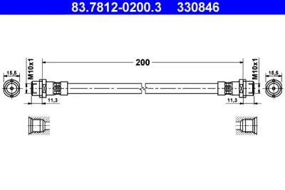 83.7812-0200.3 ATE Тормозной шланг