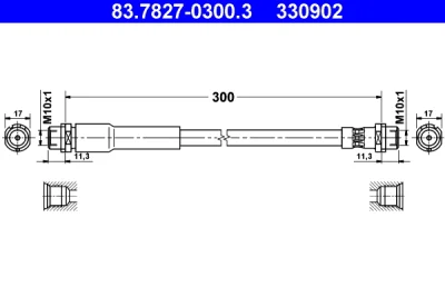 83.7827-0300.3 ATE Тормозной шланг