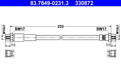83.7849-0231.3 ATE Тормозной шланг