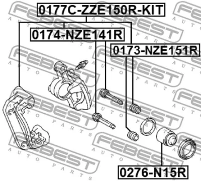 Комплект поддержки корпуса скобы тормоза FEBEST 0177C-ZZE150R-KIT