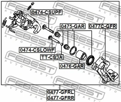 Комплект поддержки корпуса скобы тормоза FEBEST 0477C-GFR