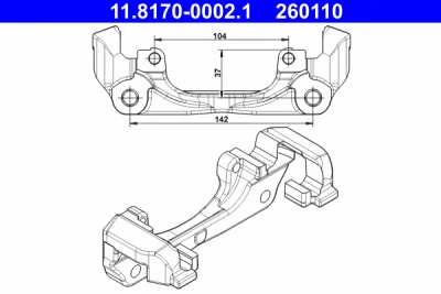 Кронштейн, корпус скобы тормоза ATE 11.8170-0002.1