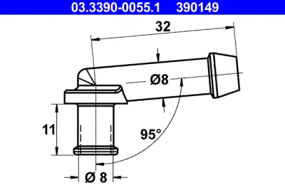 Соединительный патрубок, шлангопровод ATE 03.3390-0055.1