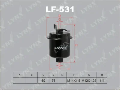 LF-531 LYNXAUTO Топливный фильтр