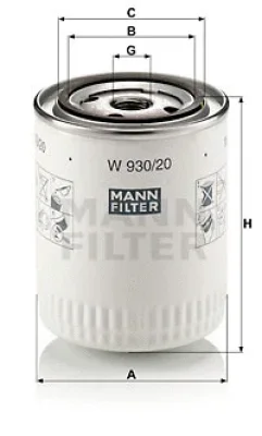 W 930/20 MANN Масляный фильтр