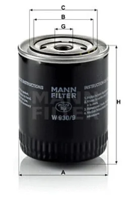 W 930/9 MANN Масляный фильтр