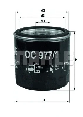 OC 977/1 KNECHT/MAHLE Масляный фильтр