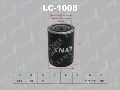 LC-1008 LYNXAUTO Масляный фильтр