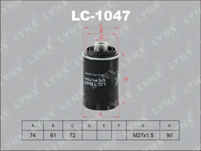 LC-1047 LYNXAUTO Масляный фильтр