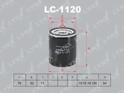 LC-1120 LYNXAUTO Масляный фильтр