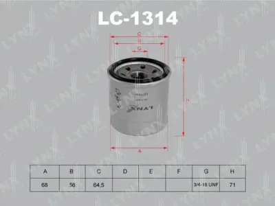 LC-1314 LYNXAUTO Масляный фильтр