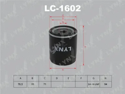 LC-1602 LYNXAUTO Масляный фильтр