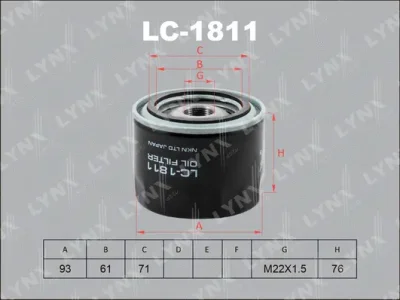 LC-1811 LYNXAUTO Масляный фильтр