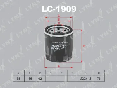 LC-1909 LYNXAUTO Масляный фильтр