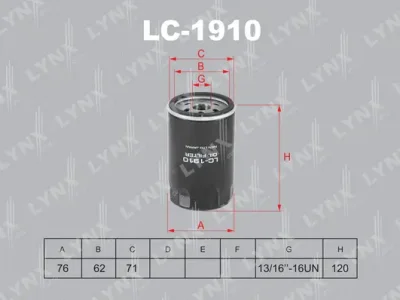 LC-1910 LYNXAUTO Масляный фильтр