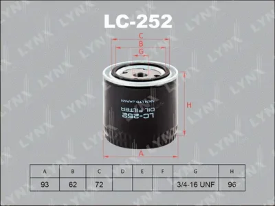 LC-252 LYNXAUTO Масляный фильтр