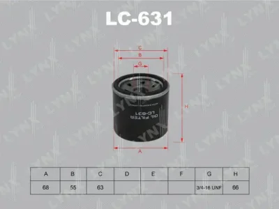 LC-631 LYNXAUTO Масляный фильтр
