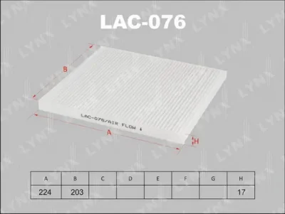 LAC-076 LYNXAUTO Фильтр, воздух во внутренном пространстве