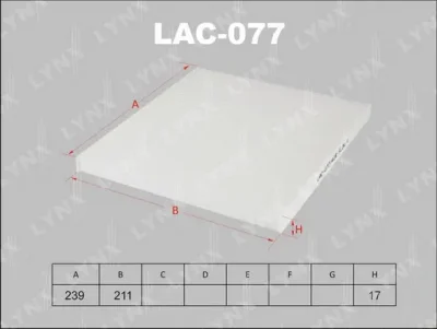 LAC-077 LYNXAUTO Фильтр, воздух во внутренном пространстве