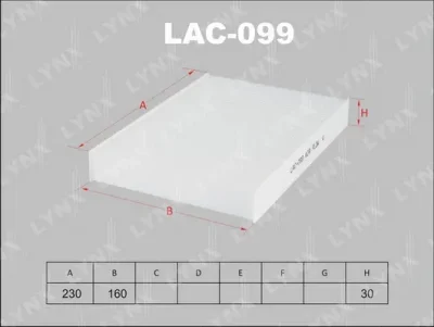LAC-099 LYNXAUTO Фильтр, воздух во внутренном пространстве
