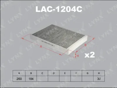 Фильтр, воздух во внутренном пространстве LYNXAUTO LAC-1204C