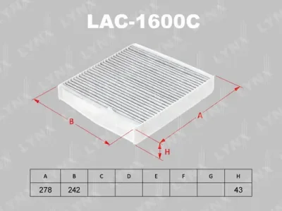 Фильтр, воздух во внутренном пространстве LYNXAUTO LAC-1600C
