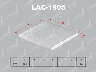 LAC-1905 LYNXAUTO Фильтр, воздух во внутренном пространстве