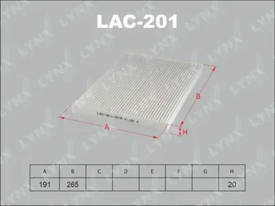 LAC-201 LYNXAUTO Фильтр, воздух во внутренном пространстве