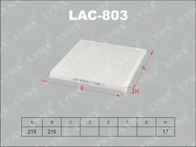 LAC-803 LYNXAUTO Фильтр, воздух во внутренном пространстве
